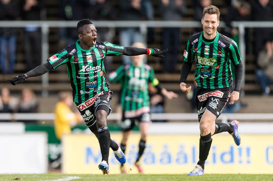 Varbergs Thomas Boakye jublar