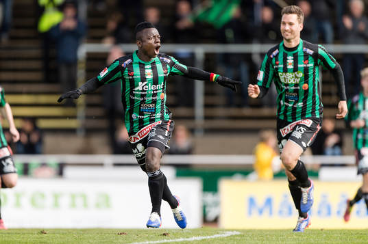 Varbergs Thomas Boakye jublar