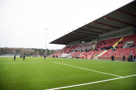 Interiör av Södertäljes Fotbollsarena