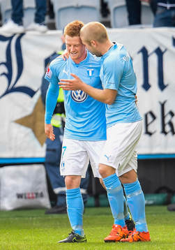 Malmö FFs Anders Christiansen och Anton Tinnerholm jublar