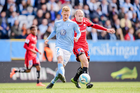 Malmö FFs Anders Christiansen joch Norrköpings Daniel