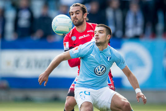 Norrköpings Christopher Telo och Malmö FFs Vladimir Rodic