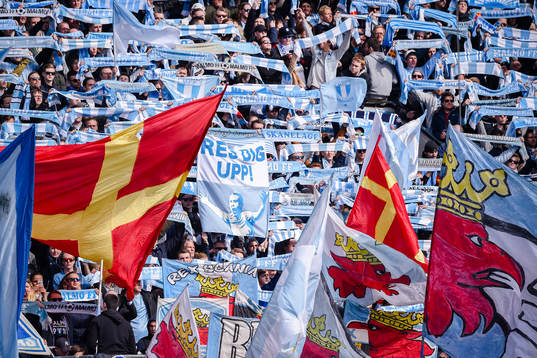 Malmö FFs supportrar före  fotbollsmatchen i Allsvenskan