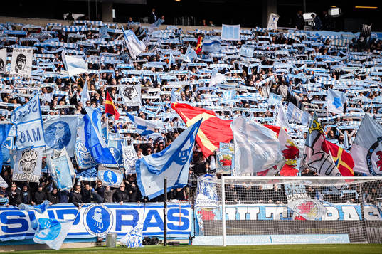 Malmö FFs supportrar före  fotbollsmatchen i Allsvenskan