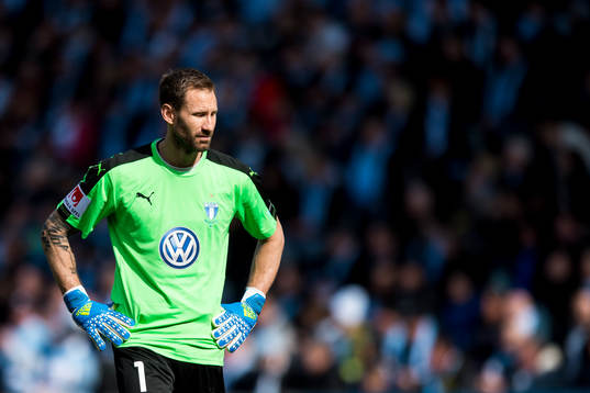 Malmö FFs målvakt Johan Wiland deppar