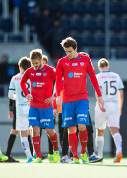 Helsingborgs Adam Eriksson (h) och Johan Mårtensson (v)
