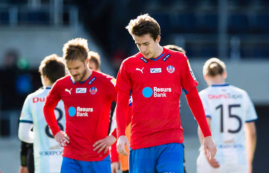 Helsingborgs Adam Eriksson (h) och Johan Mårtensson (v)