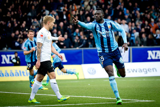 Djurgårdens Omar Colley gör 0-2 och jublar