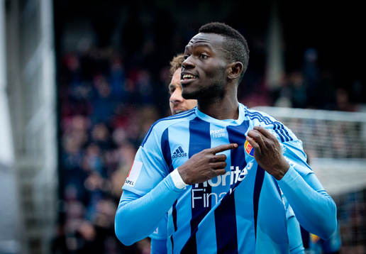 Djurgårdens Omar Colley gör 0-2 och jublar