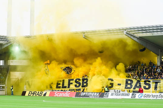 Elfsborgs supportrar före fotbollsmatchen i Allsvenskan