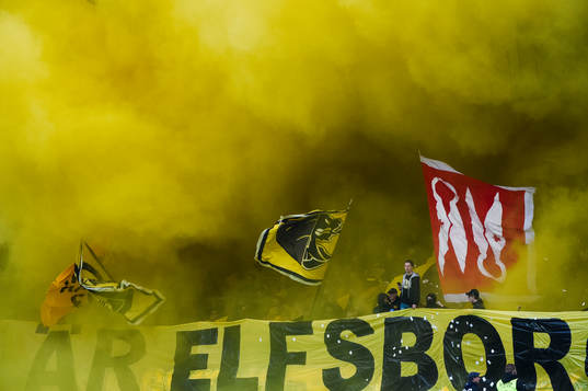 Elfsborgs supportrar före fotbollsmatchen i Allsvenskan