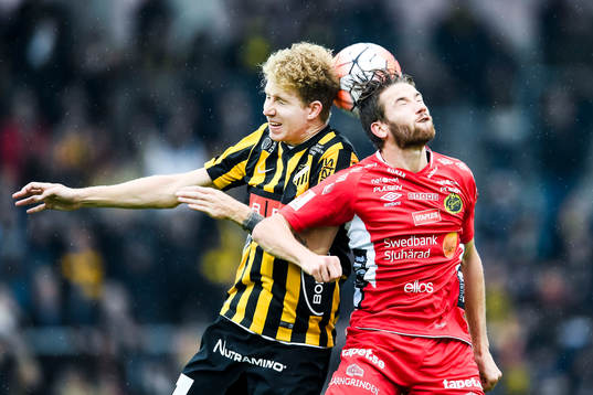 Häckens Samuel Gustafson och Elfsborgs Marcus Rohdén
