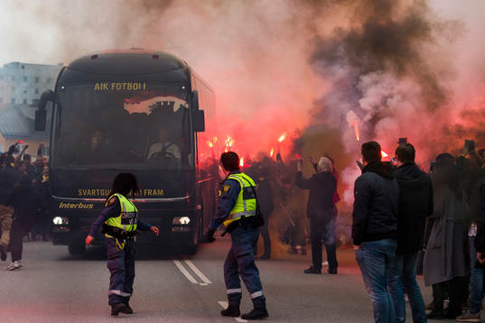 s spelarbuss före  fotbollsmatchen i Allsvenskan mellan