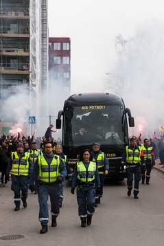 s spelarbuss före  fotbollsmatchen i Allsvenskan mellan