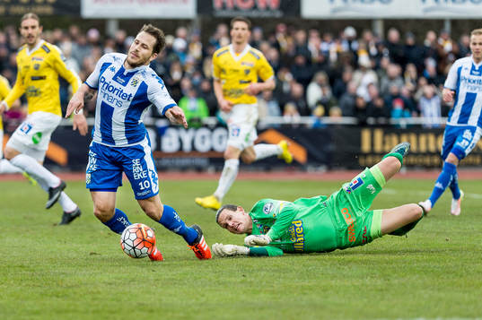 Falkenbergs målvakt Otto Martler fäller IFK Göteborgs