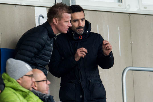 Ängelholms sportchef Stavros Papadopoulos (th) på