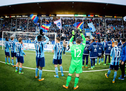 Djurgårdens målvakt Kenneth Høie, Michael Olunga, Marcus