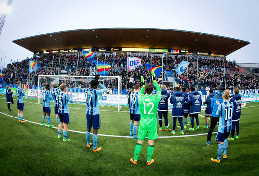 Djurgårdens målvakt Kenneth Høie, Michael Olunga, Marcus