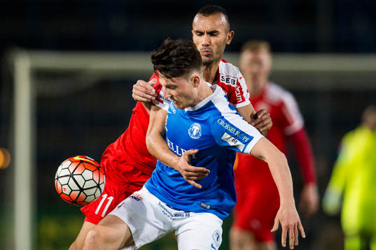Värnamos Issam Jebali och Trelleborgs Alexander Blomqvist