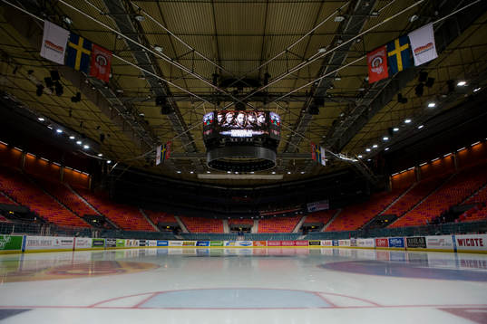 Scandinavium interiört innan semifinal 3 i SM-slutspelet i