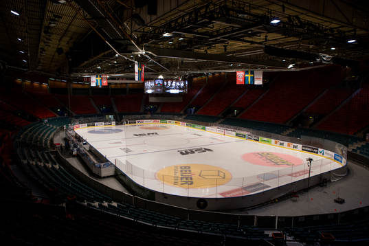 Scandinavium interiört innan semifinal 3 i SM-slutspelet i