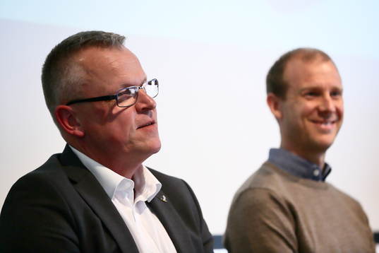 Norrköpings tränare Jan Andersson och Andreas Johansson