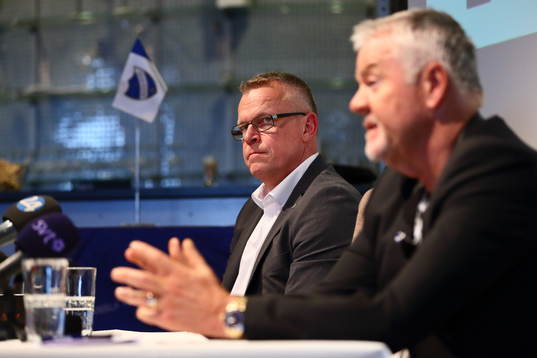 Norrköpings tränare Jan Andersson och ordförande Peter