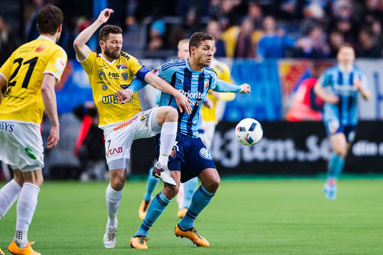 Falkenbergs David Svensson och Djurgårdens Mathias Ranegie