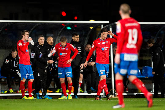 Helsingborgs Adam Eriksson, manager Henrik Larsson, Johan