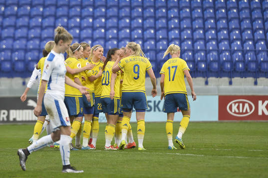 Sveriges spelare jublar