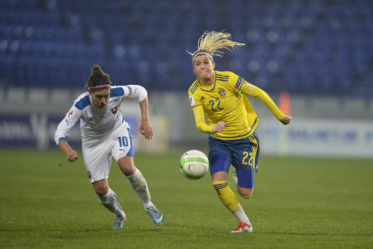 Sveriges Olivia Schough och Slovakiens Lucia Odrushova