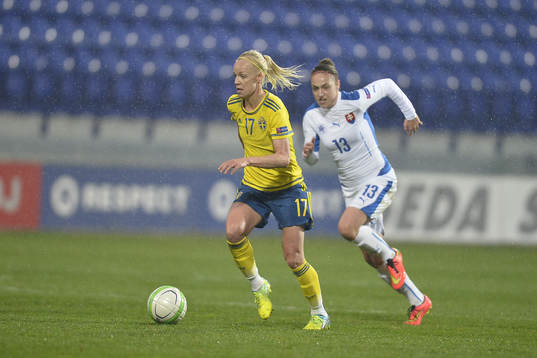 Sveriges Caroline Seger och Slovakiens Zdenka Horesova