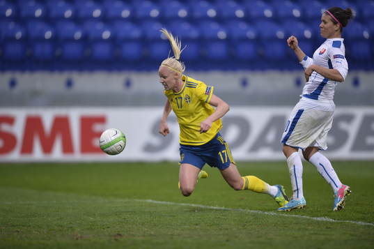 Sveriges Caroline Seger och Slovakiens Lucia Ondrusova