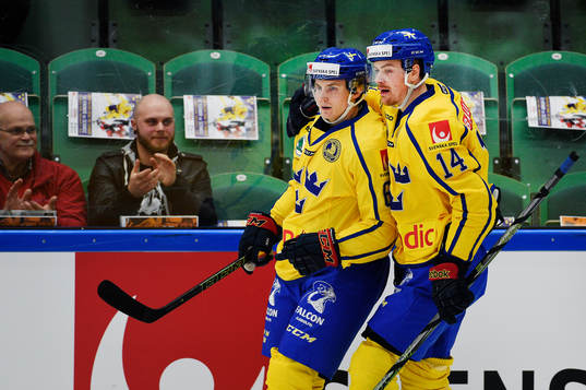 Sveriges Markus Ljugh och Daniel Brodin jublar