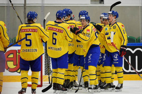 Sveriges spelare jublar