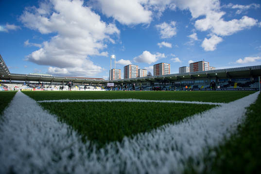 Vy över Bravida Arena innan fotbollsmatchen i Allsvenskan