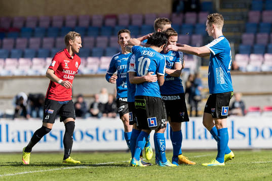 Halmstads spelare jublar