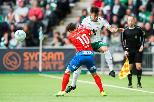 Helsingborgs  Anton Wede och Hammarbys Melker Hallberg