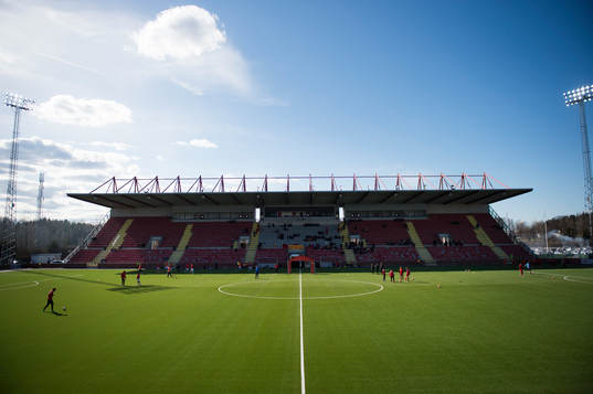 Interiör av Södertälje Fotbollsarena