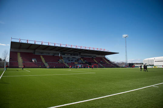 Interiör av Södertälje Fotbollsarena
