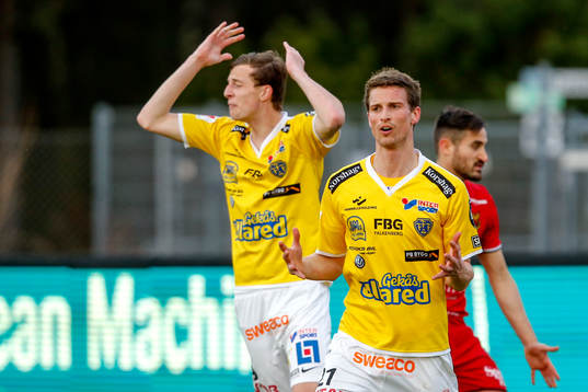 Falkenbergs Thomas Juel-Nielsen och Gustaf Nilsson deppar