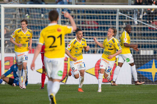 Falkenbergs Alexander Jakobsen och Jesper Karlsson jublar