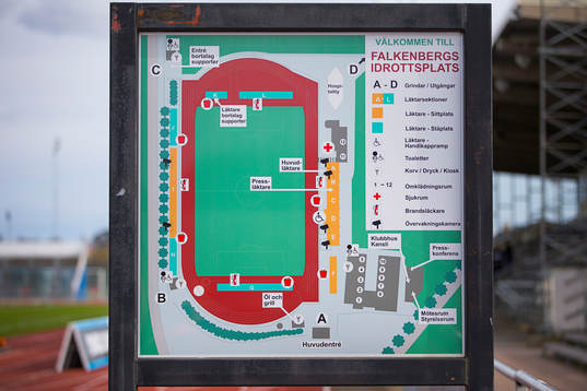 Informationstavla om Falkenbergs idrottsplats