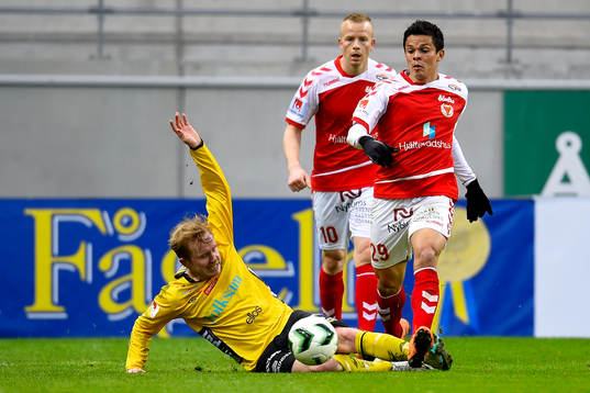 Elfsborgs Simon Lundevall och Kalmars Romário Pereira