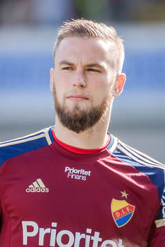 Djurgårdens Alexander Faltsetas före fotbollsmatchen i