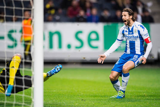 IFK Göteborgs Mattias Bjärsmyr jublar när han ser 1-1
