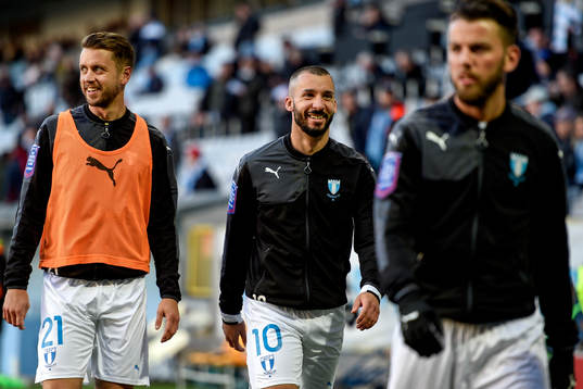 Malmö FFs Franz Brorsson, Guillermo Molins och Erdal Rakip