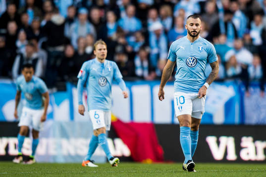 Malmö FFs Oscar Lewicki och Guillermo Molins deppar