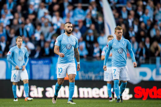 Malmö FFs Guillermo Molins och Anders Christiansen deppar