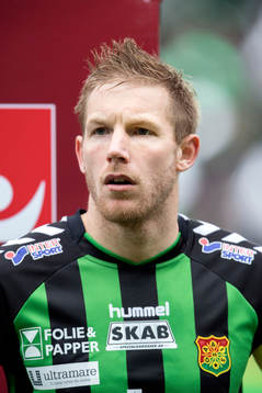 GAIS Steven Old vid lineup innan fotbollsmatchen i